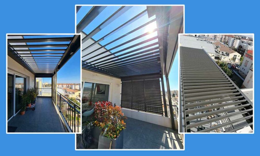 Installation pergola bioclimatique sur balcon Valence